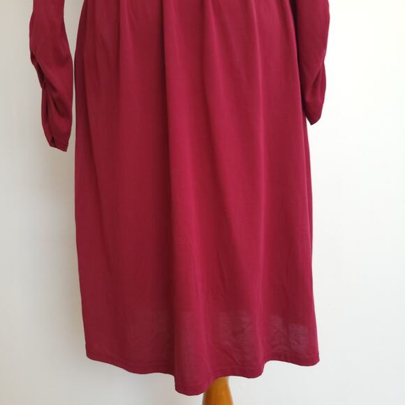 ModCloth Knit On The Town Dress Faux Wrap Midi Jersey Stretch Women Medium - Picture 5 of 14